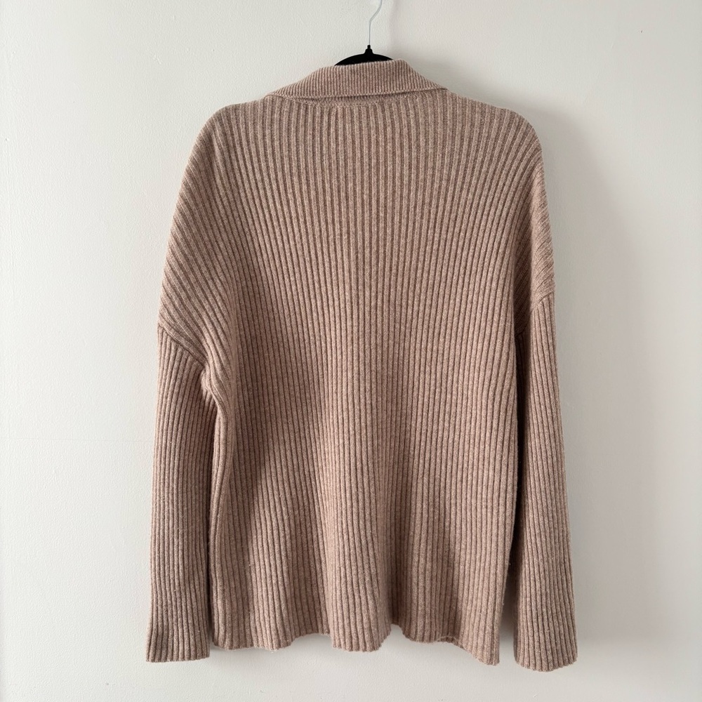 Reformation Ribbed Button-Down Cardigan in Beige - Picture 5 of 7